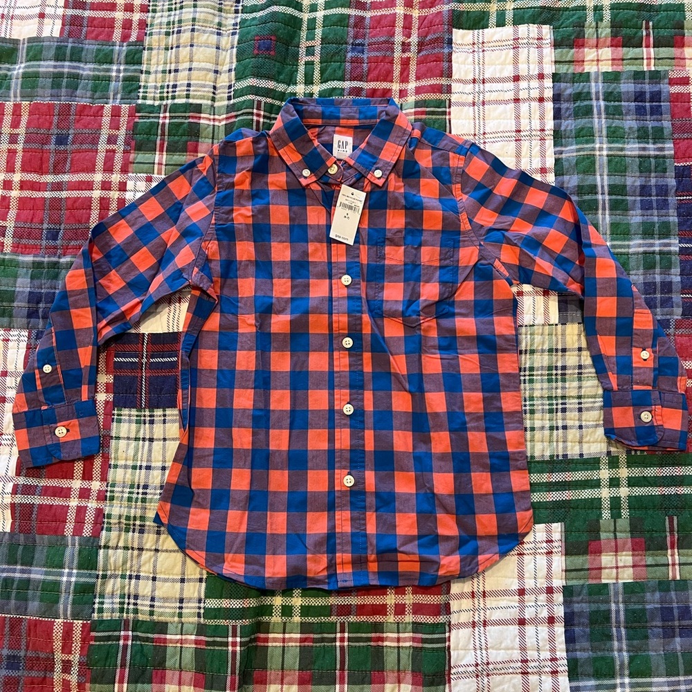 Gap Kids Boys' Plaid Button-Down Shirt - Size S (6-7) - New with Tags